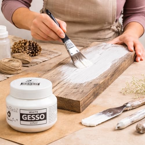 Image of Little Birdie Acrylic Gesso White 225 ML | Premium Water-Based Gesso for Acrylic, Oil Painting & Mixed Media | Water-Resistant Primer for Canvas, Wood, Paper & More