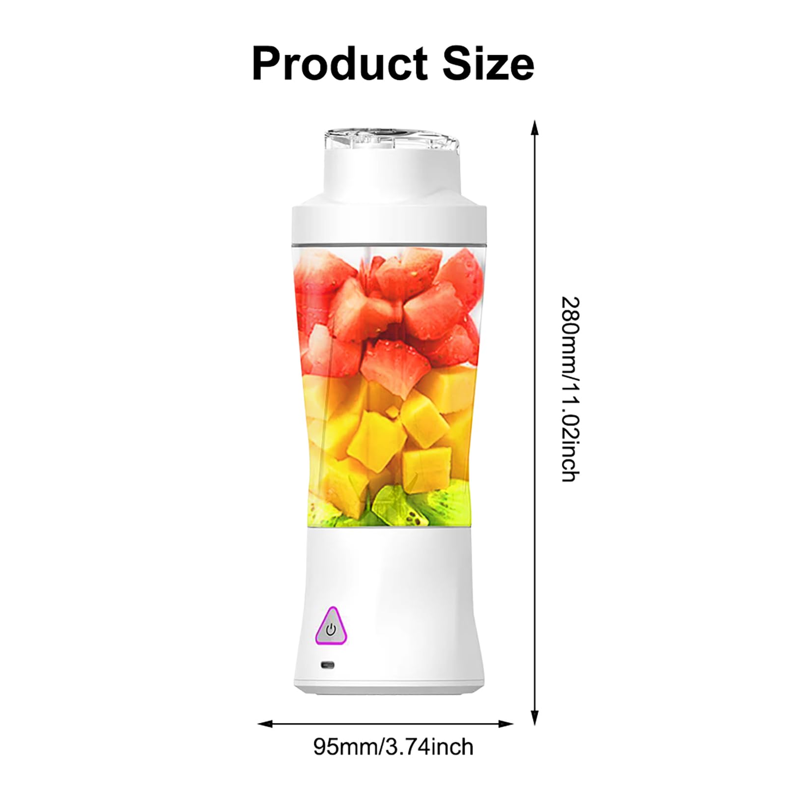 Mixeur portable 700 ml, mini mixeur à emporter, batterie de 6000 mAh, mixeur portable pour piler la glace et les fruits, couvercle anti-fuite, extracteur de jus sans BPA, blanc
