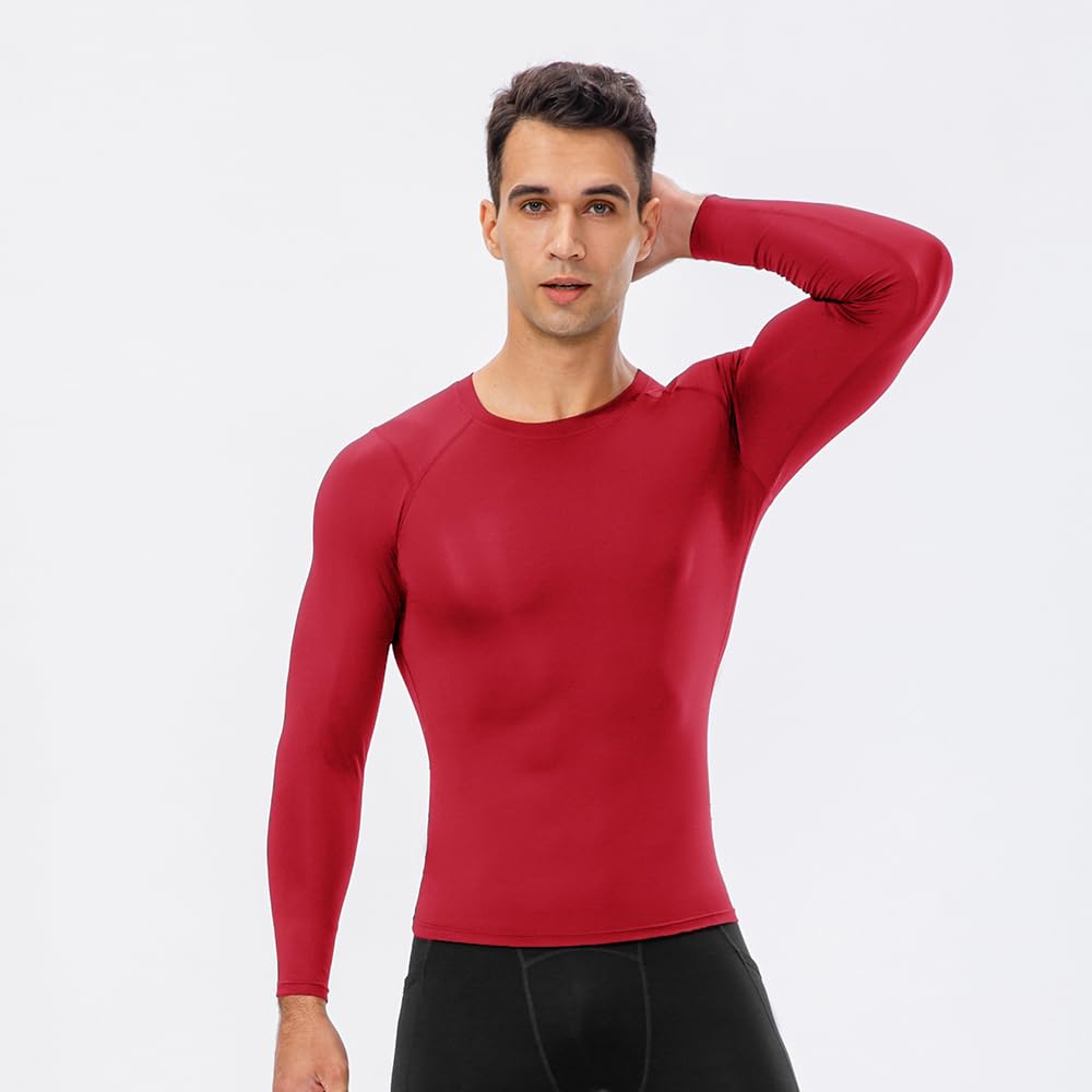 Camisetas de compresión para hombre, manga larga, atlético, entrenamiento, gimnasio, deportes, capa base, correr, ropa interior fresca y seca