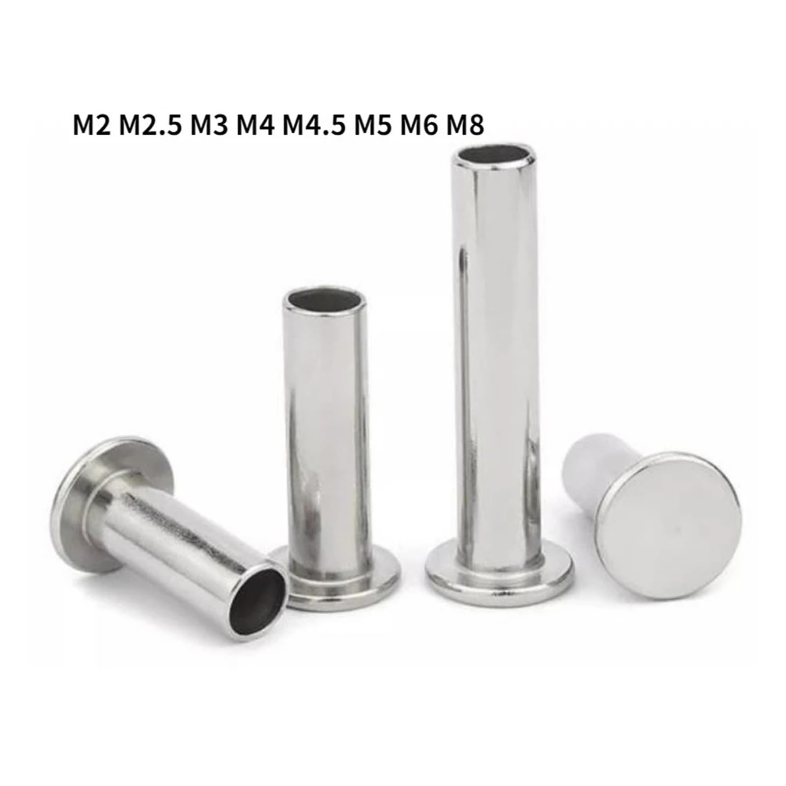 20-400pcs M2 M2.5 M3 M4 M4.5 M5 M6 M8 304 Stainless Steel Flat Truss Head Semi-hollow Semi-tubuler Shank Rivet(30mm,M5-100pcs)