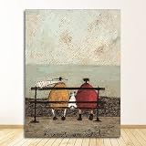 Affiches et Gravures Photos Salon Décor À La Maison Vintage Abstrait Paysage Amour Chiens Pet Toile Mur Art Peintures BD3 30x40cm Sans Cadre