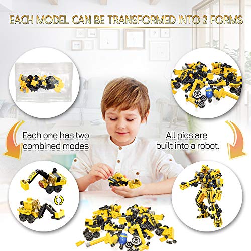 LUKAT Robot Building Toys for 5 6 7 8 9 10 Year Old Boys STEM Learning Toy 25-in-1 Creative Construction Toy Building Bricks Kit Educational Engineering Vehicles Building Block Set Best Gift for Kids
