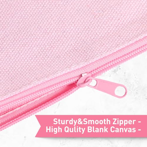 Image of Frienda 50 Pcs Canvas Zipper Pouch Bulk Gift Small Blank Pouch Makeup Bag Cosmetic Toiletry Bag Appreciation Gift for DIY Craft Projects Employee Coworkers Staff Team(Pink)
