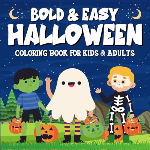 Independently Published Spaces, Halloween Comfy Bold & Easy Halloween Coloring Book For Kids And Adults: Halloween Gift For Children With +50 Hygge Moments And Cute cover