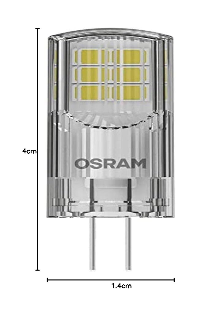 OSRAM Lámpara LED con base G4, luz blanca cálida (2700 K), lámpara de bajo voltaje de 12 V, 2,6 W, reemplazo de la lámpara tradicional de 28 W [clase energética F] [clase energética F] (Paquete de 5)