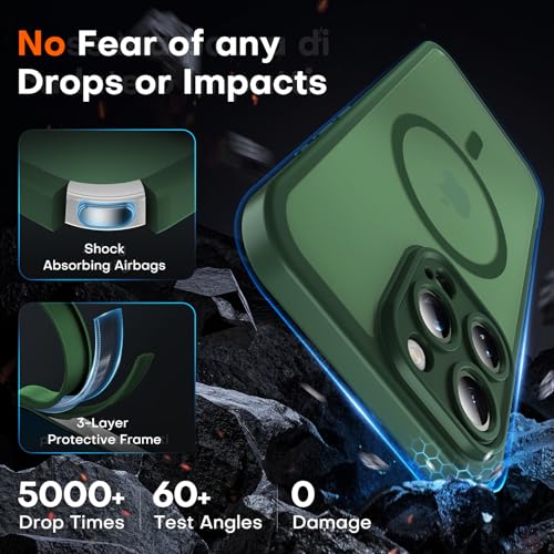 Image of TOCOL for iPhone 13 Pro Max Case, Compatible with Magsafe Charger, Full Camera Protection, Translucent Matte for iPhone 13 Pro Max iPhone Case 6.7 inch (Alpine Green)