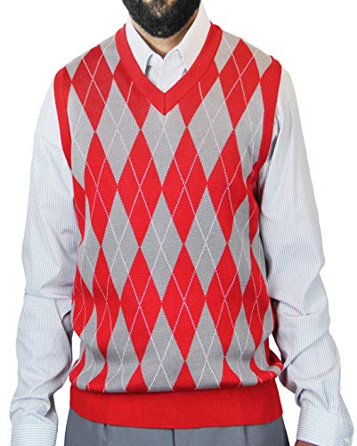 Blue Ocean Big Men Argyle Jacquard Sweater Vest Red XXXX-Large