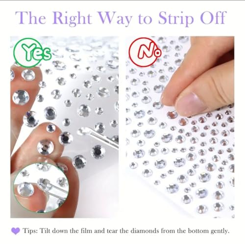 Image of Crystal Hair Rhinestones Sticker Sheet Set - Self Adhesive Face Gems & Hair Stickers for Hair Decoration - 3D Diamond Jewels for Craft, Nail Art, Makeup & Festival Party for Women & Girls