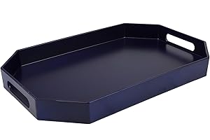 Navy Blue Octagonal Serving Tray for Indoor and Outdoor Use