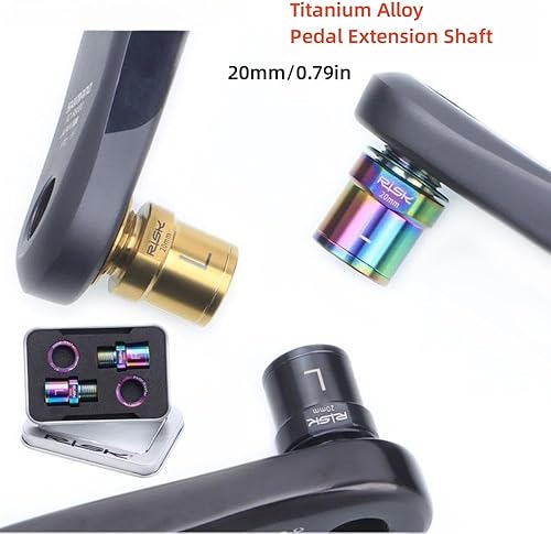 Miniatura 9 de Extensores de pedal de bicicleta de titanio, extensores de pedal hueco de 0.787 in, aleación de titanio, antioxidante, para bicicleta de carretera