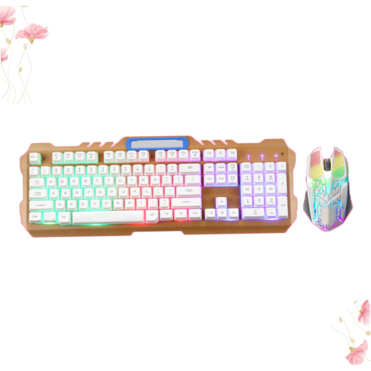 Angoily Teclado Mecánico Retroiluminado con Cable Ratón USB Ergonómico Teclas para Juegos Calidad
