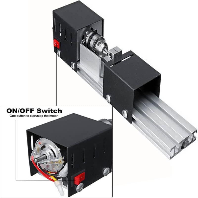 Miniatura 4 de Mini torno de cuentas pulidora máquina mini torno máquina de mecanizado CNC herramienta de bricolaje Torno estándar conjunto para mesa carpintería