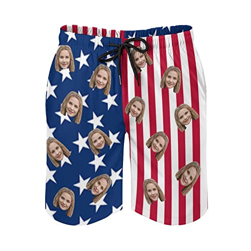 Gifts Personalized for Men Custom Swim Trunks with Faces Tropical Leaves Blue Customized Swim Shorts2