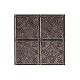FASÄDE Traditional Style/Pattern 1 Decorative Vinyl Glue Up Ceiling Panel in Smoked Pewter (12X12 Inch Sample)