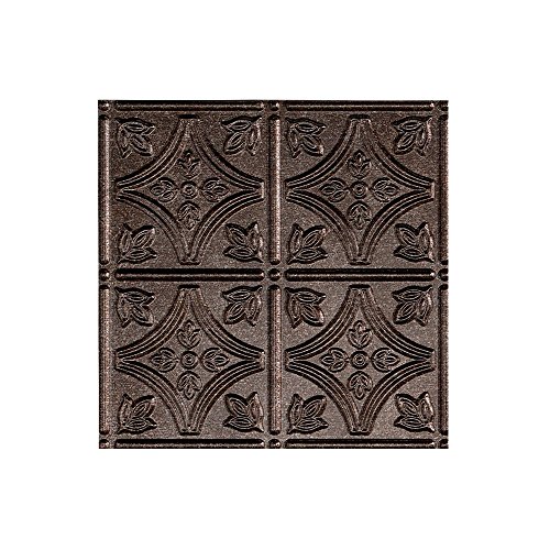 FASÄDE Traditional Style/Pattern 1 Decorative Vinyl Glue Up Ceiling Panel in Smoked Pewter (12X12 Inch Sample)