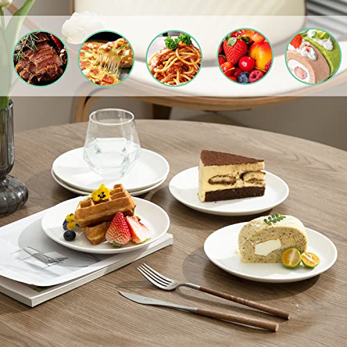Babaliu 7 Inch Porcelain Small Dinner Plates Set Of 12, White Appetizer Plates, Dessert Salad Plates, Ceramic Serving Dishes For Cake, Snack, Ice Cream, Waffles, Microwave, Oven, And Dishwasher Safe #TOP6