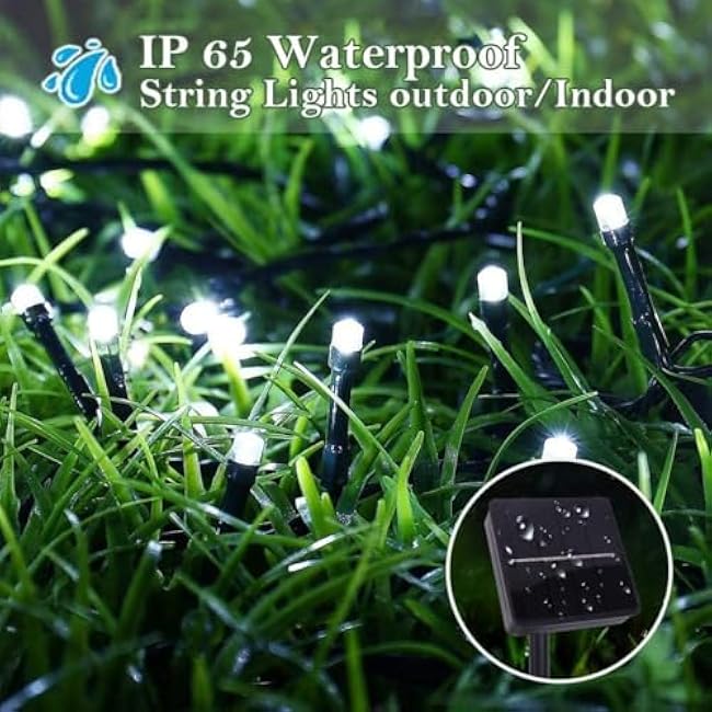4Pack Solar String Lights for Outside, 400 LED Solar Christmas Lights Outdoor Waterproof with 8 Modes Solar Fairy Lights for Xmas Tree Party Wedding Garden Fence Decorations (White)