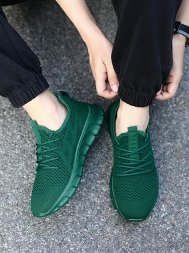 Image of Men's Non-Slip Lightweight Running Shoes Comfortable Walking Shoe Mens Fashion Workout Gym Sneakers for Casual Dark Green US 11