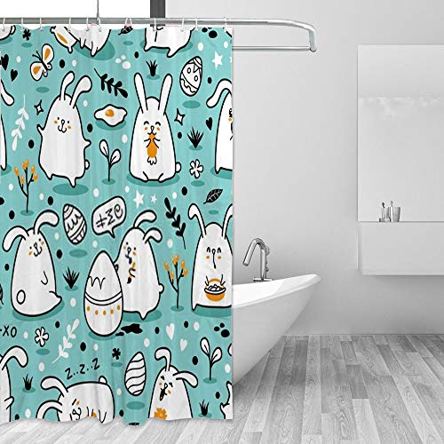Rideau de douche Pâques lapins imperméable 150x180 cm
