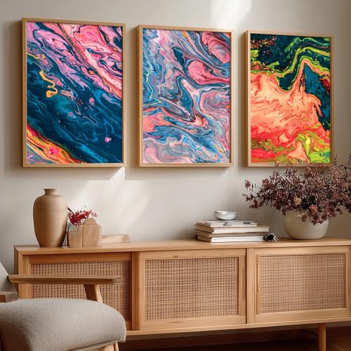 Image of kotart Abstract Wall Art Painting Home Decoration Frame With For Living Room Bed Room Hotel Wall Decor Digital Reprint Engineered Wood Set of 3 (Art 6, 10X13 INCH)