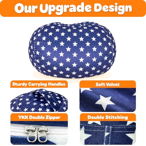 image for Lukeight Stuffed Animal Storage Bean Bag Chair Cover - Premium Velvet 