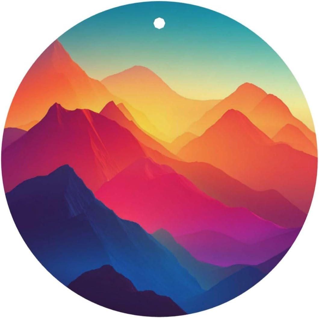 Car Air Freshener 24 PCS Color Mountain Gradient Hanging Car Air Fresheners Auto Interior Decor Card Freshener Strong Scented Card Lavender Cars Scents for Office Bedroom Close Drawer Round Shape