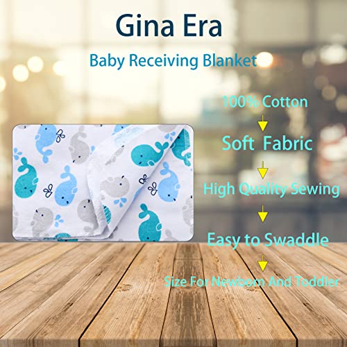 Image of Gina Era Flannel Receiving Blankets, Baby Swaddle Blankets 100% Cotton 4 Pcs One Size 30 X 30 Inch for Baby Boy or Baby Girl (Style5)