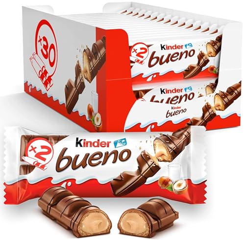 Kinder bueno Schokoriegel | 30 Packungen mit je 2 Einzelriegeln (30 x 43 g)
