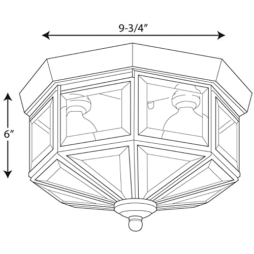 Image of Progress Lighting 3-Light Beveled Glass 9-3 /4 inch Close-to-Ceiling, Indoor, P5788-10, Polished Brass