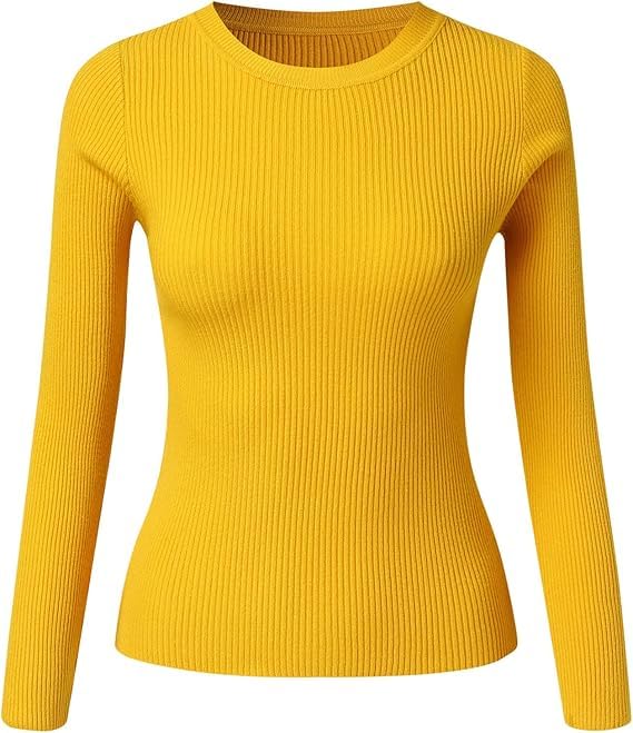 UIILO Thermo Oberteil für Damen Rundhals Strickpullover Gerippte Tshirts...