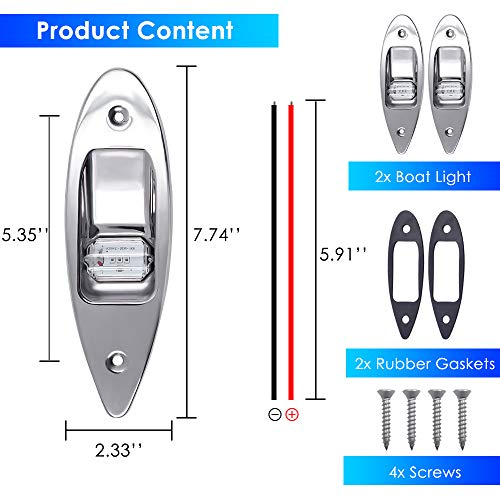Acelane One Pair Boat Navigation Lights Boat LED Bow Light Teardrop 12V Stainless Steel Marine Sidelight Red & Green Sailing Signal Lights for Pontoon, Skiff, Small Boat, More by Acelane - Image 6