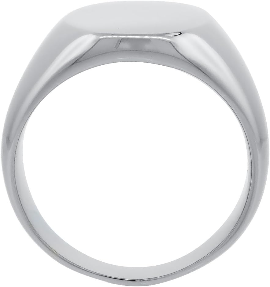 Sabrina Silver Modern Oval Signet Ring, Solid Back, Stainless Steel, Half Sizes 5-10, No Gemstone, Silver Color - Image 2