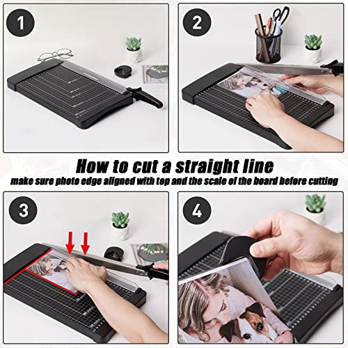 Tianse Paper Trimmer, Paper Cutter Guillotine With Safety Blade Lock 12” 8 To 12 Sheet Capacity, Heavy Duty Metal Base Paper Cutting Board For Home, Office,School #TOP3