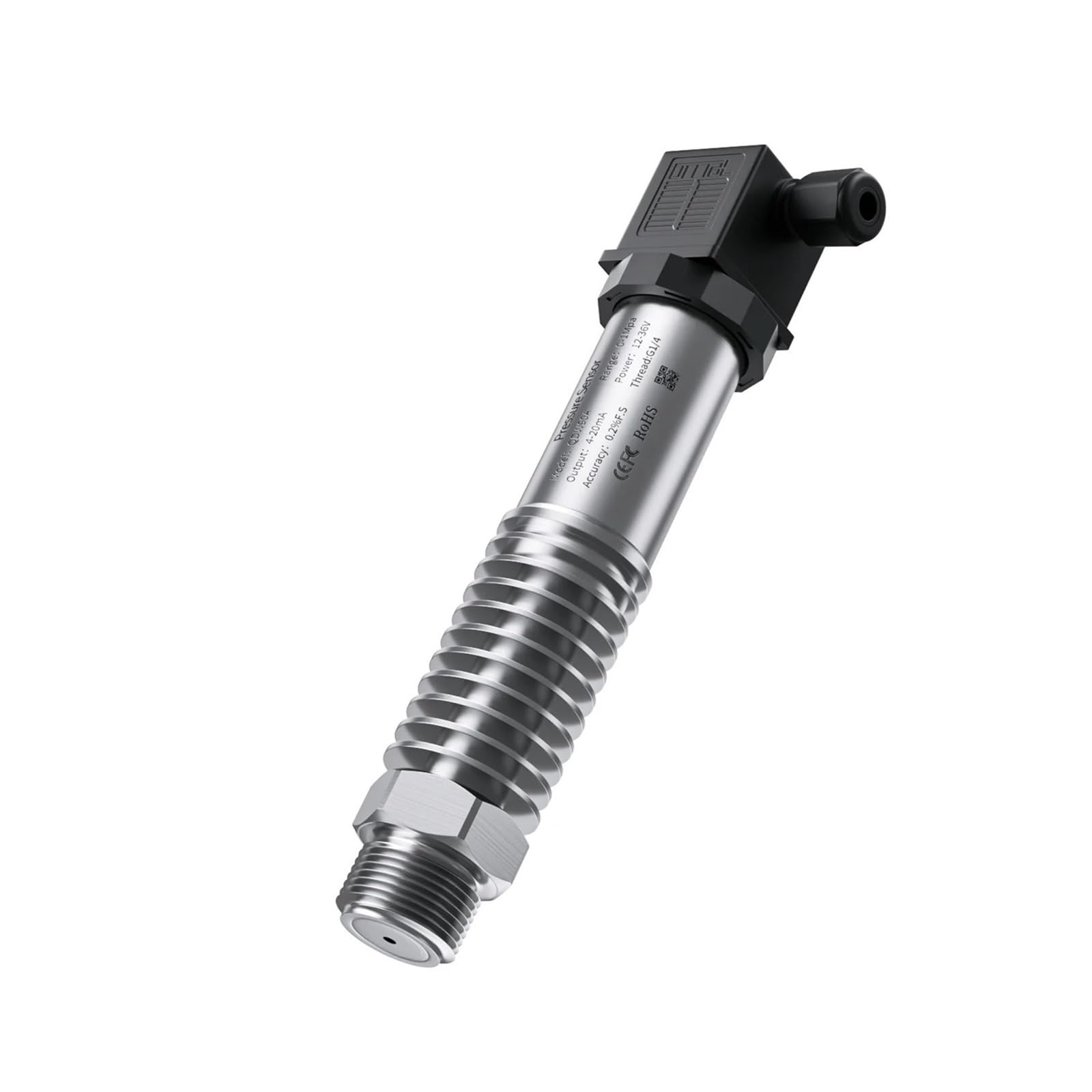 PEQYUACTE 0-200C G1/4 Thread DC24V Pressure Sensor 0-10bar to 4-20mA Pressure Transmitter(4-20ma Output,0-160bar)