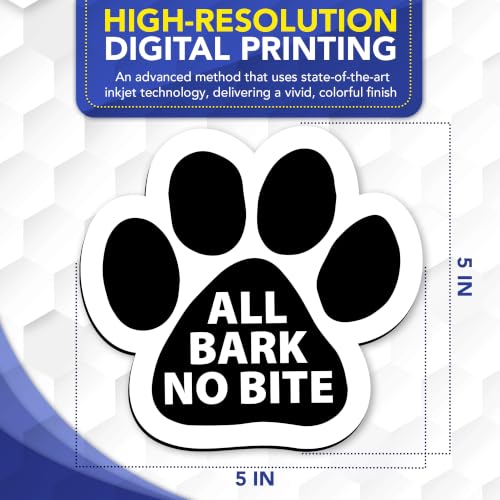 Image of Magnet Me Up All Bark No Bite Magnet Decal, 5 Inch, 2 Pack, Heavy Duty Automotive Accessory, Magnet for Cars, Trucks and SUVs, Full Color UV Printed, Vinyl, Crafted in USA