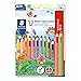 STAEDTLER 129 NC12P1ST Buntstift Noris super jumbo (erhöhte Bruchfestigkeit, extra dicke Mine, Sechskantform, ABS-System, attraktive Sternchenprägung, Set mit 12 brillanten Farben und einem Spitzer)