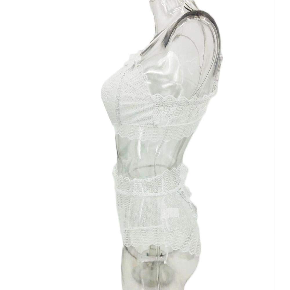 Lencería para Mujer Sexy Lencería de Encaje Sexy Mujer Pajarita Vendaje Conjunto de Sujetador Babydoll Ropa Interior Sexy Tentación Disfraces Sexuales Tallas Grandes (Blanco M)