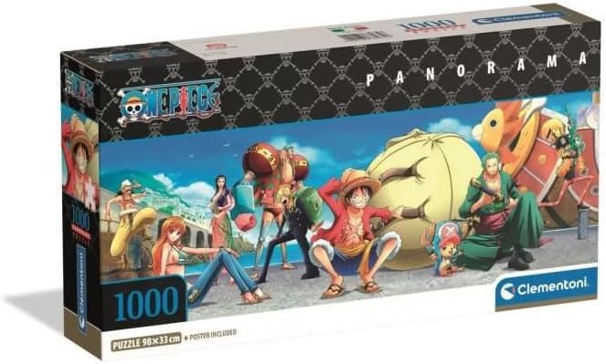 Clementoni - 37075 Jigsaw Puzzle 1000 Pieces for Adults and Teenagers, Special Series, Anime Theme One Piece, Poster Included, Compact Box, Gift Idea for Men and Women, Made in Italy, 98 x 33 cm