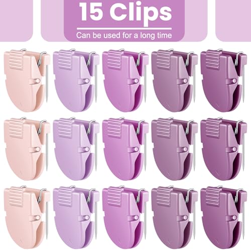Image of Feifeiya 15 Pcs Cubicle Clips for Fabric Panels,Purple | Office Partition Wall Clips, 40-sheet Capacity for Notes Photos Memos, Metal Spring, Fits Cubicle Fabric Accessories