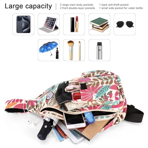 HUA ANGEL Crossbody Sling Bag for Men Women Lightweight Over the Shoulder Purse Day Bag Multipockets for Travel, Hiking, Gym4