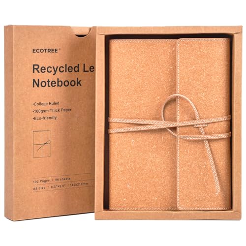 ECOTREE Recycled Leather Notebook Journal Leather Bound Journal for Man