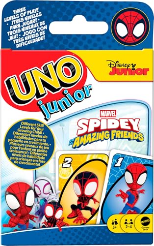 Mattel Games UNO Junior Marvel Spidey and His Amazing Friends Card Game for Kids Family Nights Parties for 2-4 Players Ages 3+