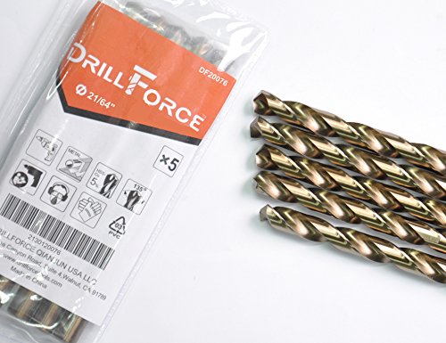Oxtul 5Pcs,21/64" Inch Hss Jobber Cobalt Twist Drill Bits,Ideal For Drilling On Mild Steel, Copper, Aluminum, Zinc Alloy Etc. #TOP1