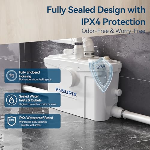 Image of 1200W Macerator Pump - 2800GPH, 28FT Vertical Lift Toilet Water Pump with Anti-Backflow, PCB Smart Control, IPX4 Waterproof, Macerator Pump Basement for Toilet, Sink, Bathroom etc.