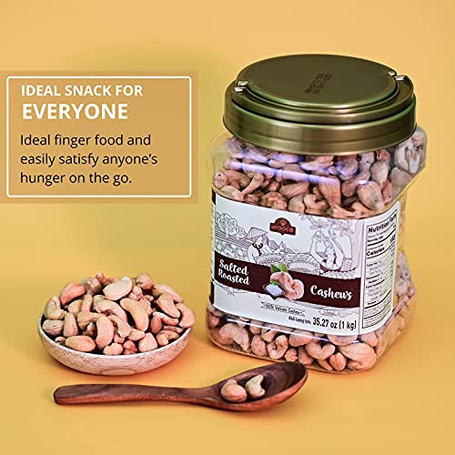 Image of LAFOOCO Roasted Salted Cashews 2.2 lb (1kg), Bulk Party Snack Nuts Jar
