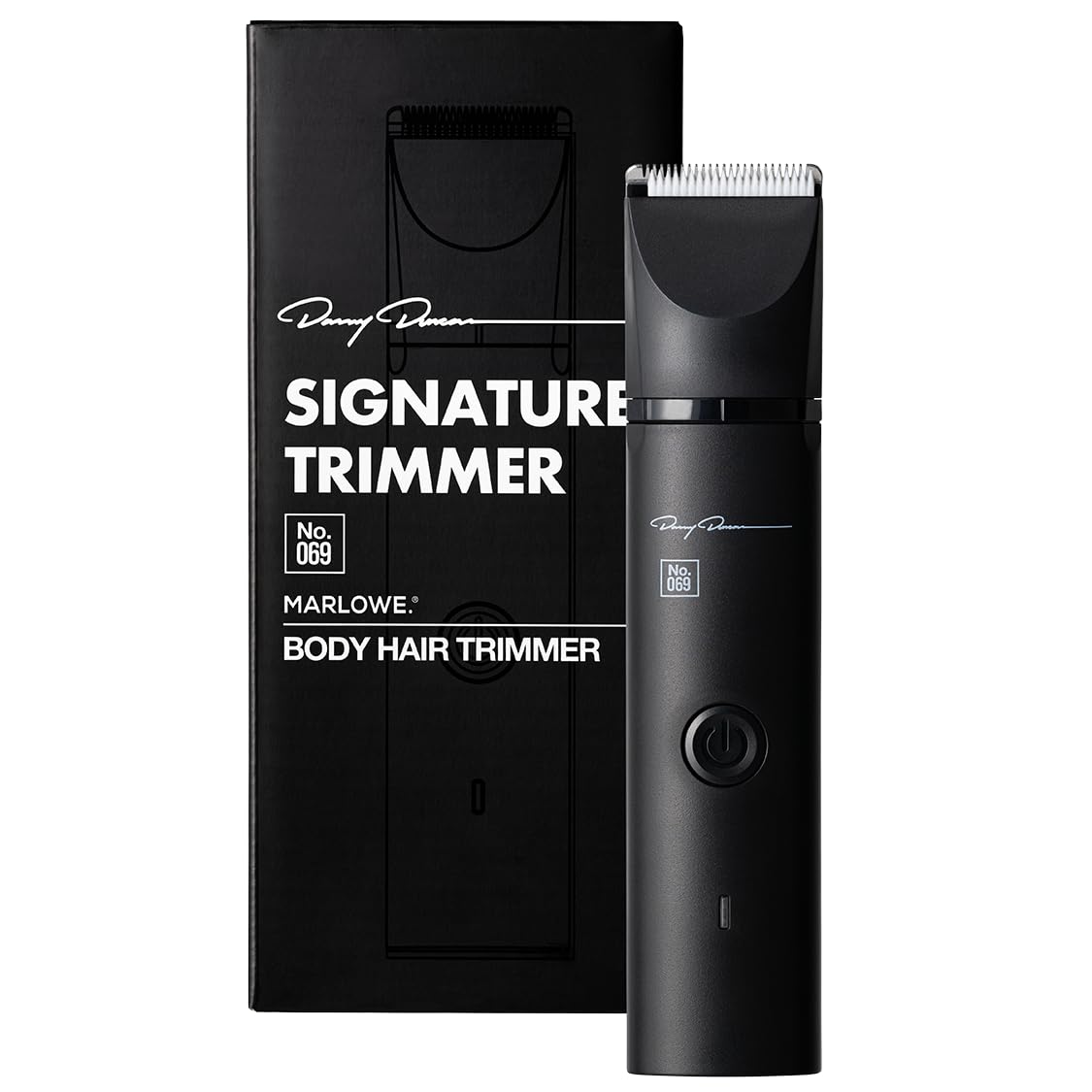 MARLOWE. No. 069 Hair Trimmer for Men, Signature Body Hair Trimmer, Lightweight, Waterproof Personal Groomer with Detachable Stainless Steel & Ceramic Blades, Rechargeable Battery