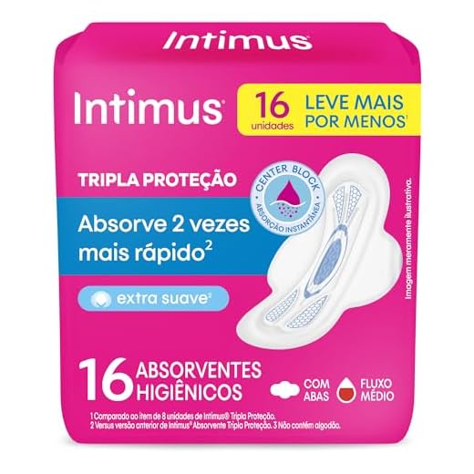 Intimus® Absorvente Tripla Proteção Suave C/Abas- 16 UN