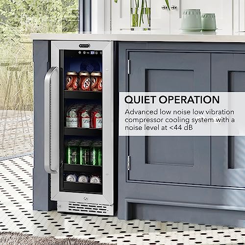 Whynter BBR-638SB Built-in Under Counter 12 inch Beverage Refrigerator and Cooler, Fridge with Glass Door, 2.0 Cubic Feet, Stainless, 75 Capacity, Can on Fridge.com