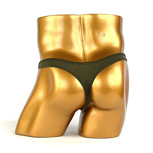 Wenmei Men's Bikini Boxer Briefs Trip Thongs G-String Milk Silk Underwear Shorts (Army Green) #TOP4