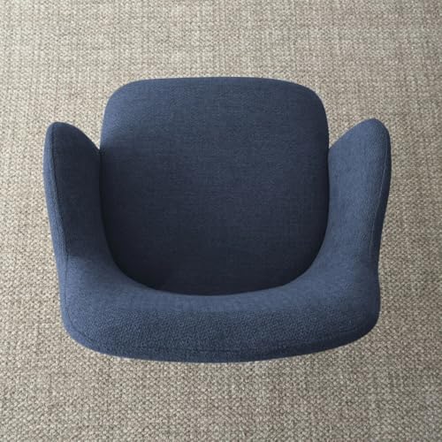 Image of Finch Fox Motel Luxurious Home Collection Upholstery Fabric Arm Dining Room Chairs in Dark Blue Color with Black Metal Powder Coated Legs (Set of 4)